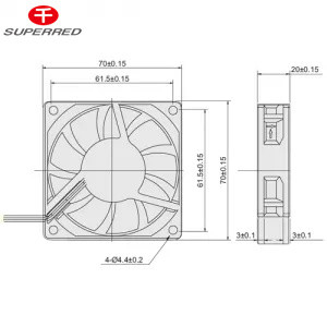 150g DC Brushless Cooling Fan 70x70x20 25-50 DBA سر و صدا کم